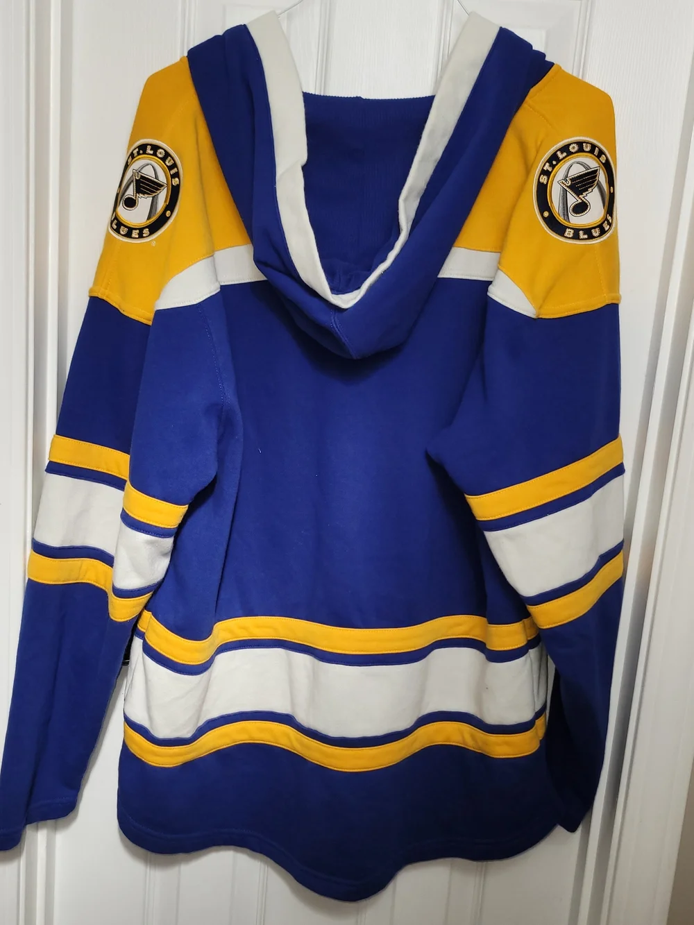 47 Brand St. Louis Blues Hooded Hockey Sweater - Royal Blue & Yellow Size L